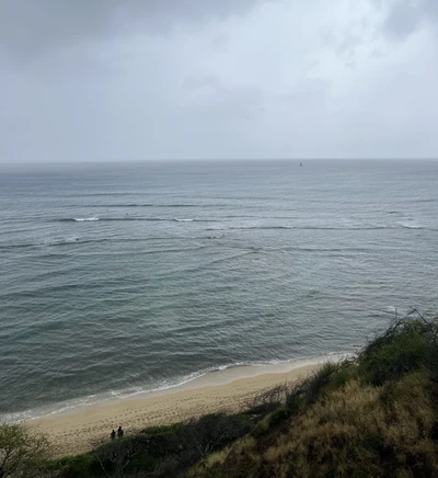 An overcast look at the beach near Diamond Head Beach Park