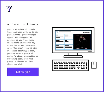 The landing page of Yap.chat